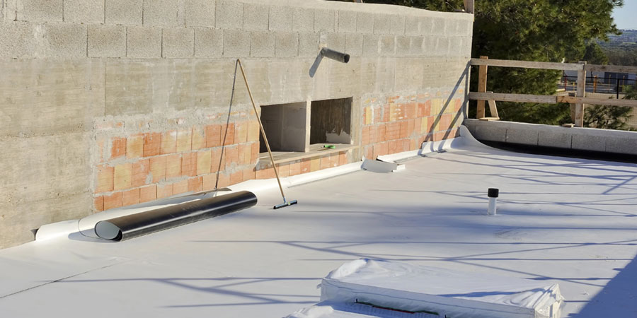 waterproofing material on roof of building